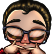 Emote de luigi un streamer de la plataforma de twitch sonriendo timidamente mientras junta los dedos indice