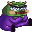 Peppo La rana Pucherito Emote de Peppo la rana haciendo un pucherito sentado en el suelo