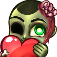 Emote de zombie regalando su corazon a la persona que ama