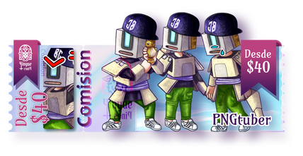 PNGtuber Portada comision ilustracion pngtuber chibi para plataforma de streaming twitch kick diseño boleto de concierto