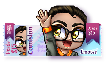 Portada comision emotes para plataforma de streaming twitch kick diseño boleto de concierto