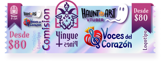 Portada comision logotipos signo identificador para creadores de contenido vtuber diseño boleto de concierto